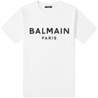 Balmain Men's Paris Logo T-Shirt in White/Black