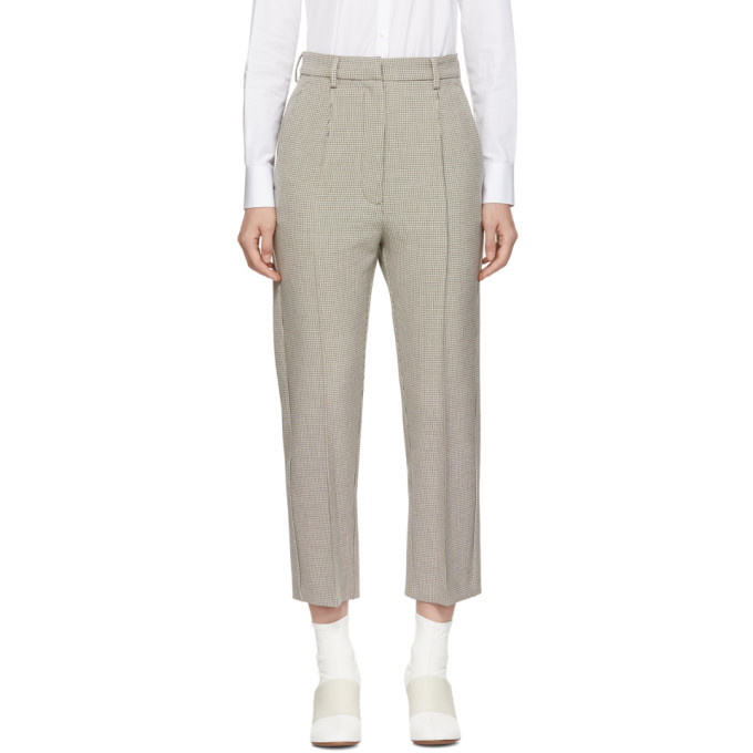 Photo: MM6 Maison Martin Margiela Beige and Black Check Bonded Jersey Trousers