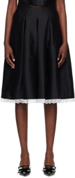 SHUSHU/TONG Black Darted Midi Skirt