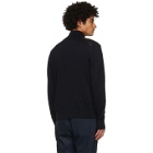 Salvatore Ferragamo Navy and Black Wool Half-Zip Sweater