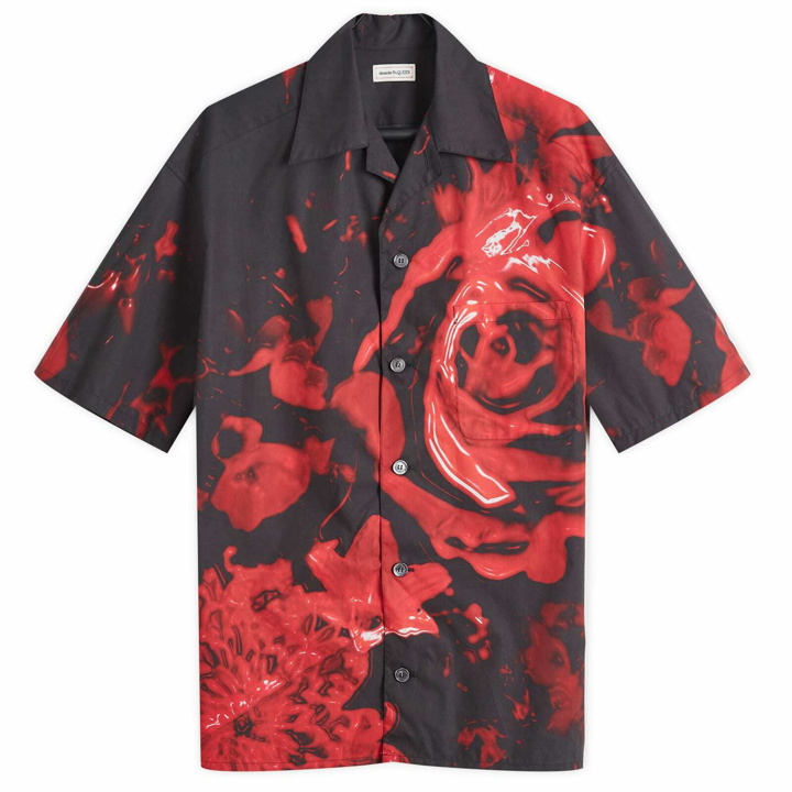 Photo: Alexander McQueen Men's Waxed Floral Print Vacation Shirt in Black/Red