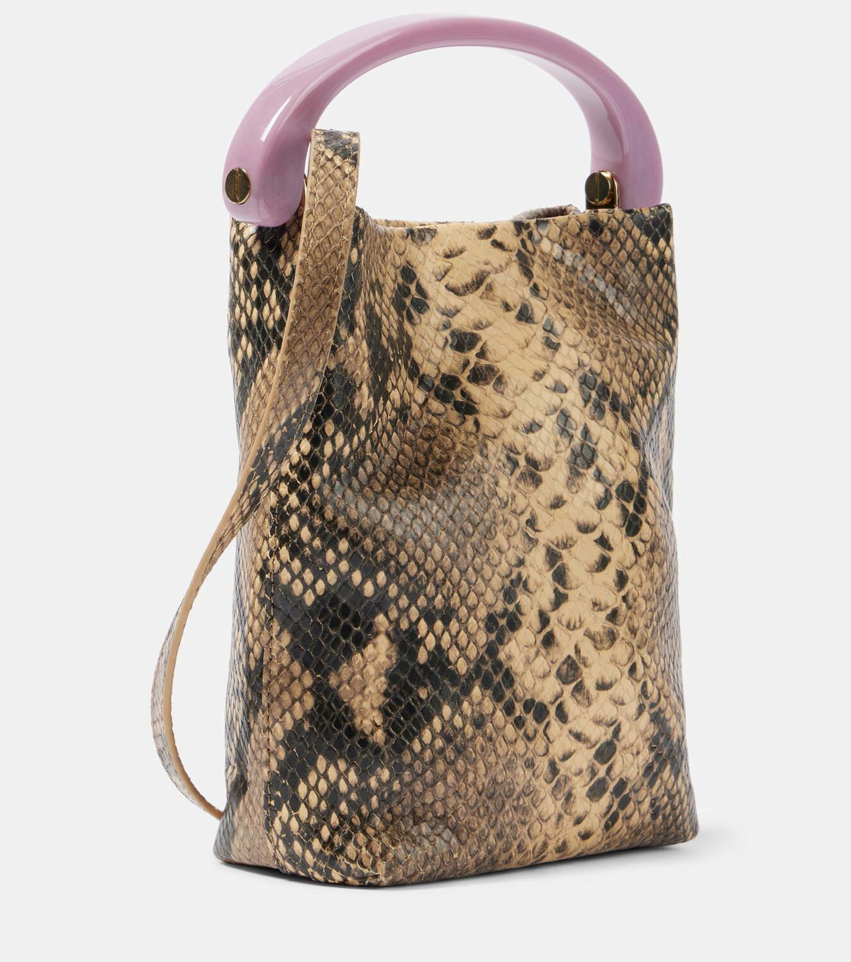 DRIES VAN NOTEN leather snake print handbag