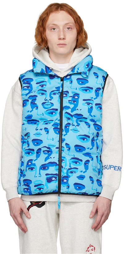 Photo: KidSuper Blue Face Camo Puffer Vest