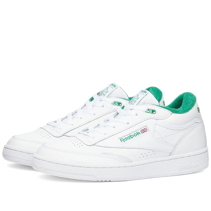 Photo: Reebok Men's Club C Mid II Sneakers in White/Glen Green