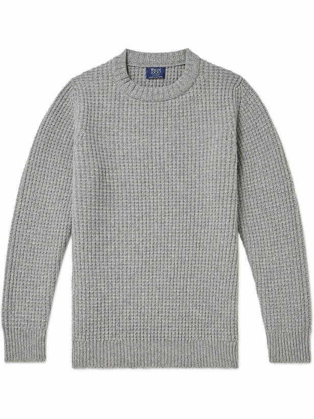 Photo: William Lockie - Cliveden Waffle-Knit Wool Sweater - Gray