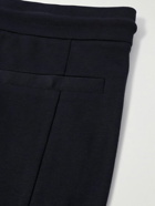 Moncler - Logo-Appliquéd Webbing-Trimmed Cotton-Blend Jersey Sweatpants - Blue