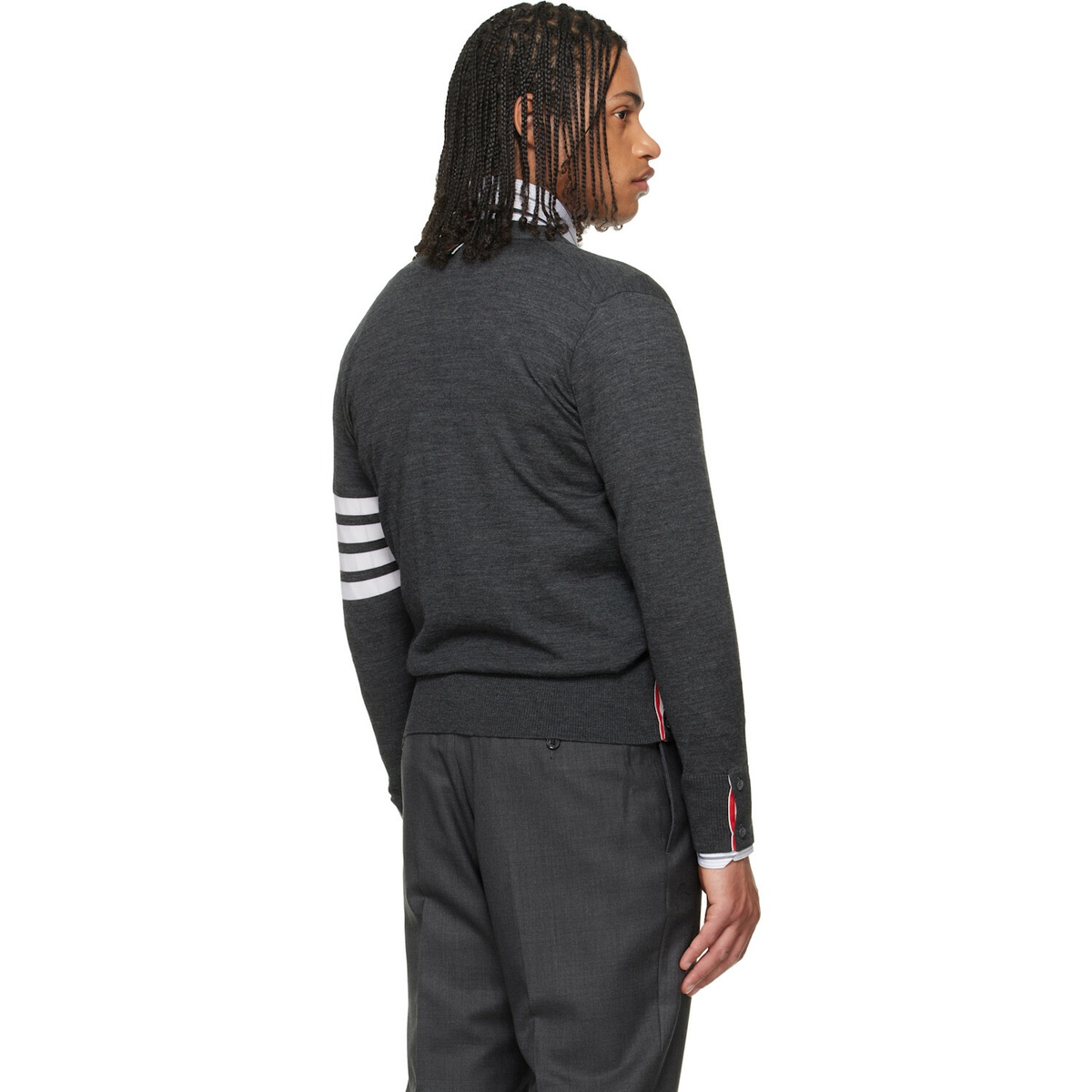 Thom Browne Gray Merino Wool 4-Bar Classic Cardigan