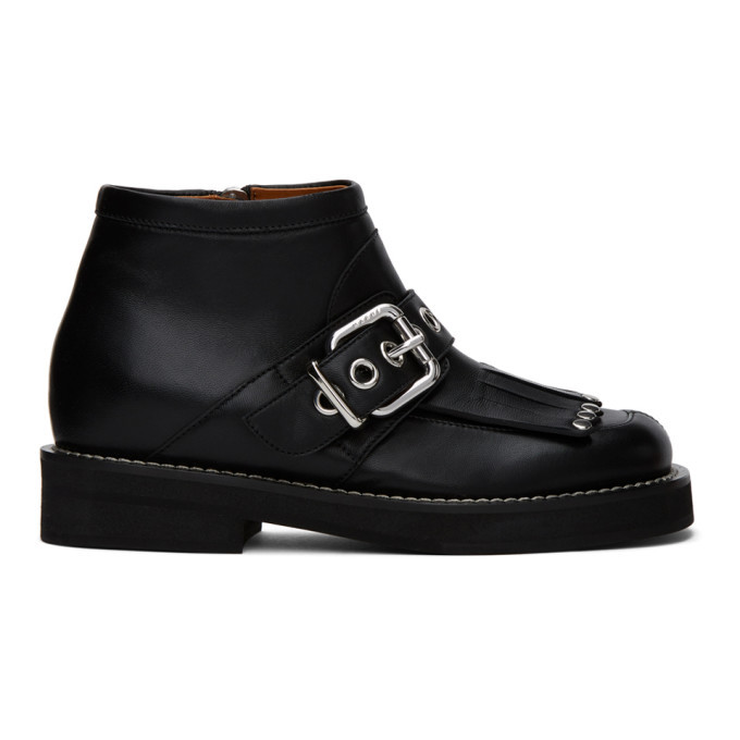 靴 MARNI Ankle Black Leather Boots Marni Black Tassel Ankle Boots Marni