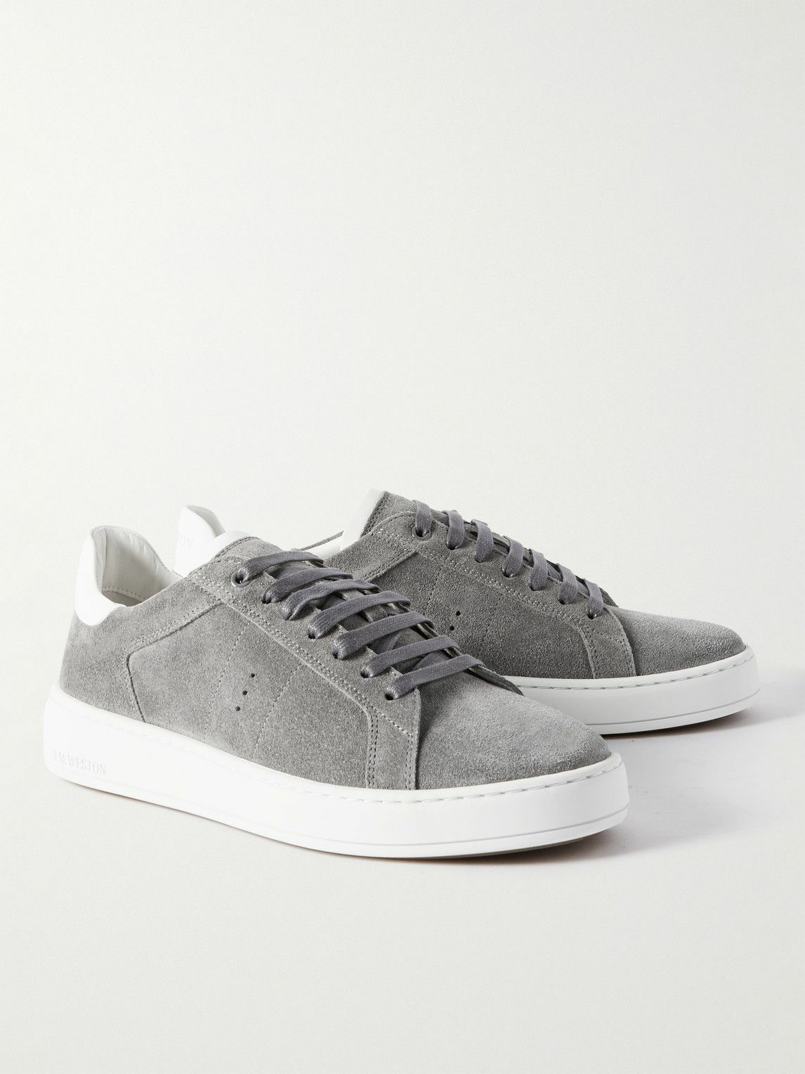 J.M. Weston - Leather-Trimmed Suede Sneakers - Gray J.M. Weston