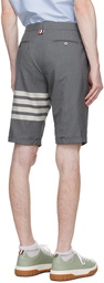 Thom Browne Gray 4-Bar Shorts