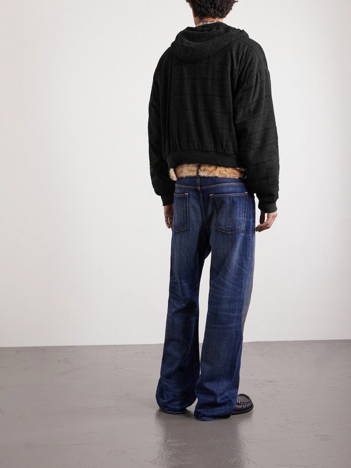 424 - HOORSENBUHS Cropped Embroidered Cotton Zip-Up Hoodie - Black