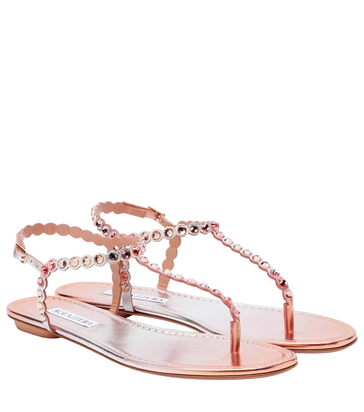 Photo: Aquazzura Tequila embellished leather thong sandals