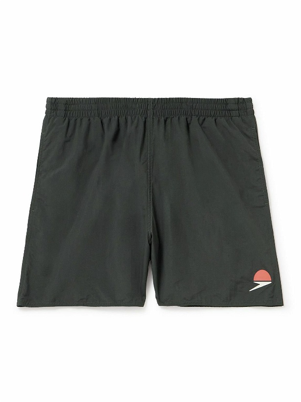Photo: Folk - Speedo Slim-Fit Mid-Length Logo-Print Swim Shorts - Black