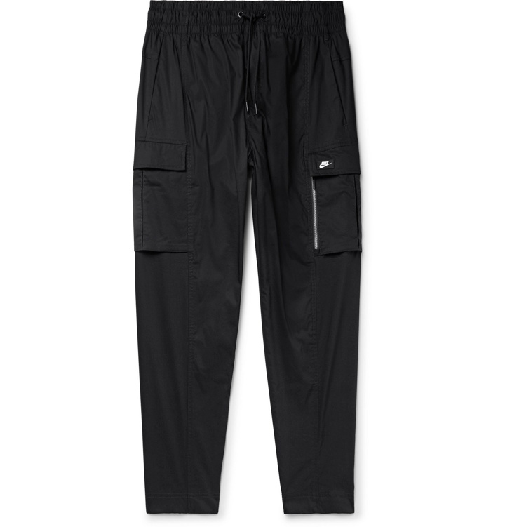 Photo: Nike - Tapered Stretch Cotton-Blend Cargo Trousers - Black