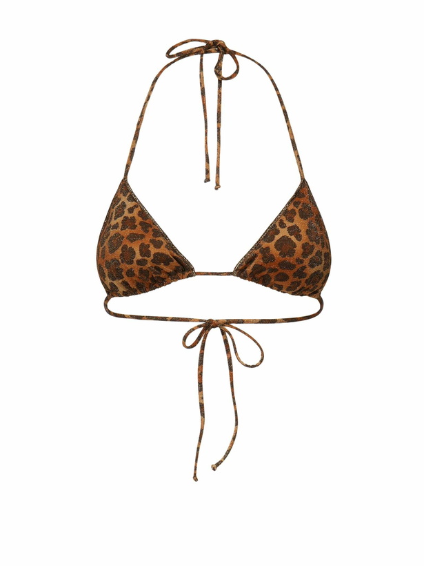 Photo: MC2 Saint Barth Lurex Triangle Bikini Top With Animal Print