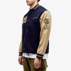 Universal Works Men's Embroidered Newark Bomber Jacket in Navy/Sand