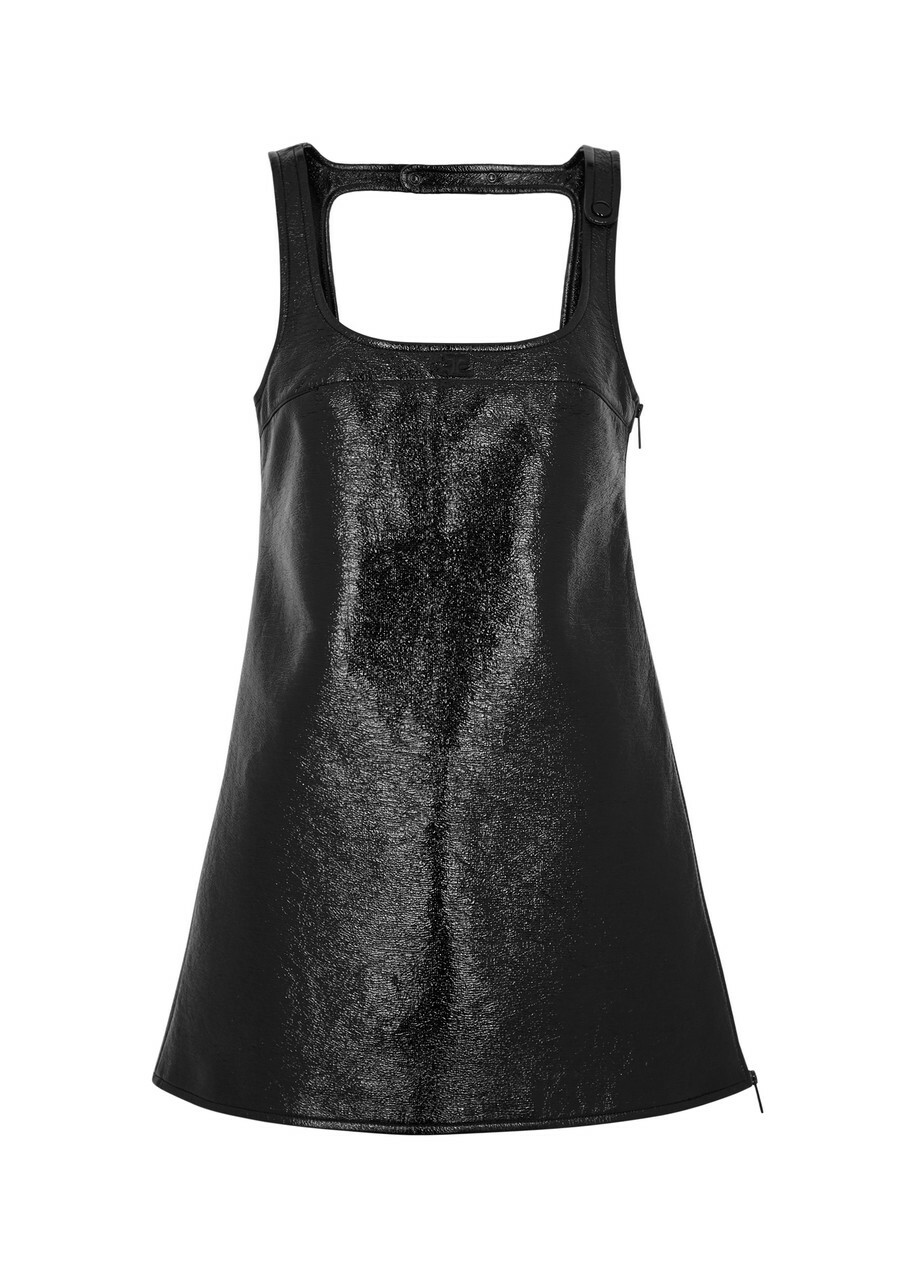 Courrges Chasuble Crinkled Vinyl Mini Dress Black Courreges