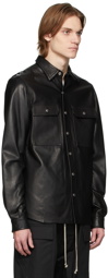Rick Owens Black Leather Outershirt Jacket