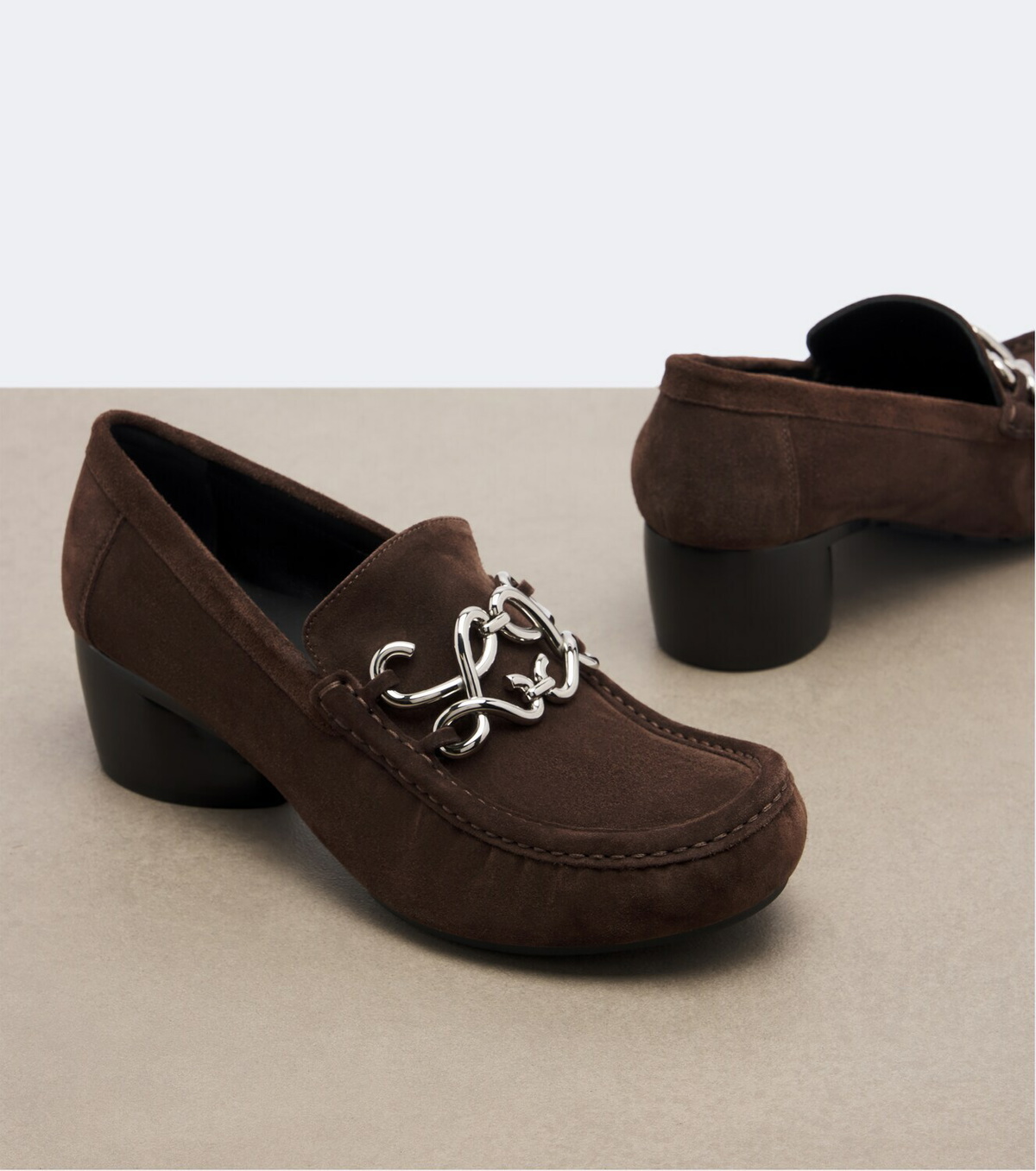 Loewe Dive Double L suede loafer pumps