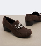 Loewe Dive Double L suede loafer pumps