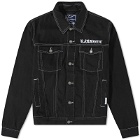 PACCBET Men's Embroidered Logo Denim Jacket in Black