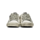 Golden Goose Silver and White Scotch Flag Superstar Sneakers