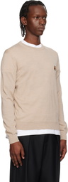 Maison Kitsuné Beige Fox Head Merino Regular Sweater
