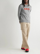 A.P.C. - Logo-Flocked Cotton-Jersey Sweatshirt - Gray