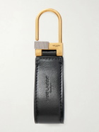 SAINT LAURENT - Tiny Cassandre Logo-Embellished Leather and Gold-Tone Key Fob