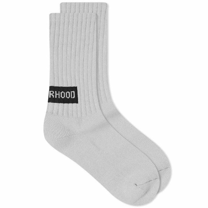 Photo: Neighborhood Men's Logo Heel Sock in Grey