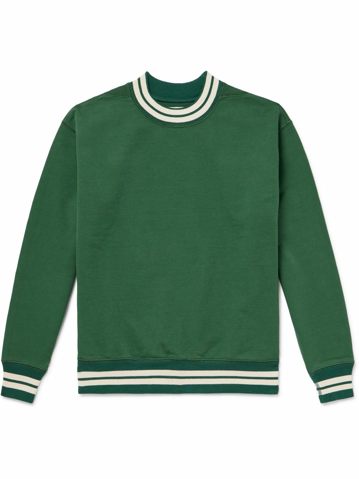 Drake's - Logo-Embroidered Striped Cotton-Jersey Sweatshirt - Green