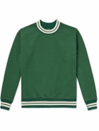 Drake's - Logo-Embroidered Striped Cotton-Jersey Sweatshirt - Green