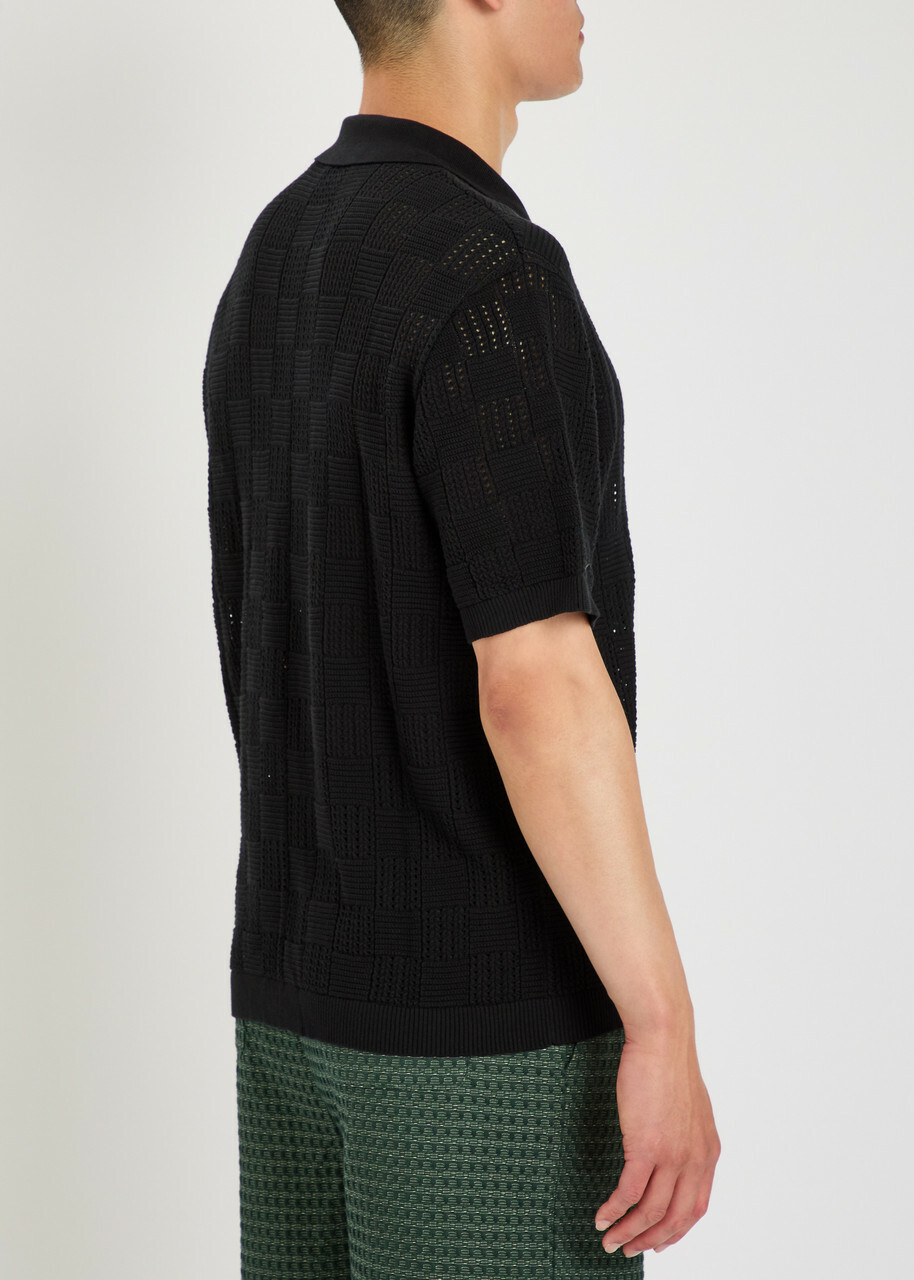 Les Deux Checked-weave Cotton-knit Shirt Black