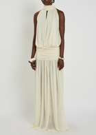 DE LA Vali Cruz Draped Scarf-effect Chiffon Maxi Dress Cream