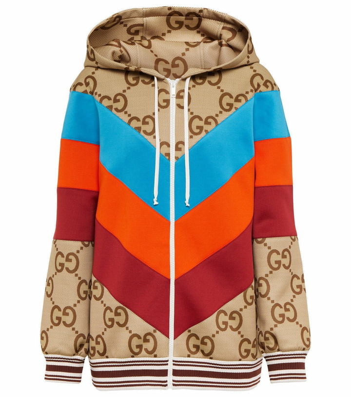 Photo: Gucci - Intarsia Jumbo GG zip-up hoodie