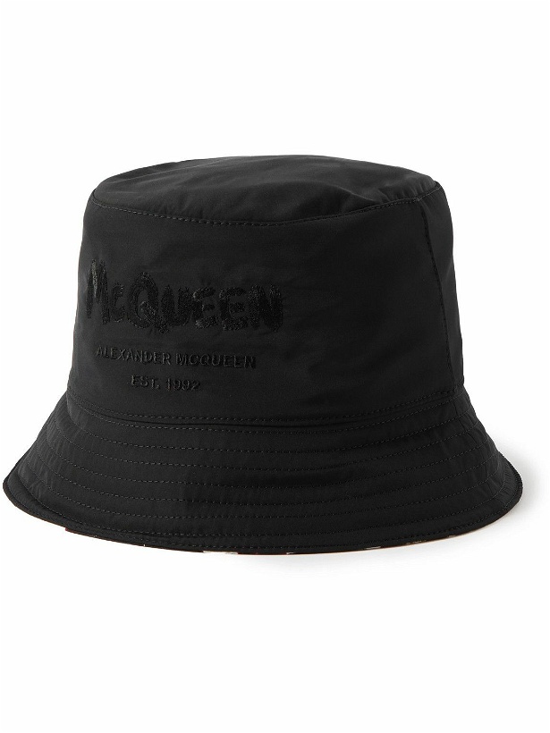 Photo: Alexander McQueen - Reversible Logo-Embroidered Printed Shell Bucket Hat - Black