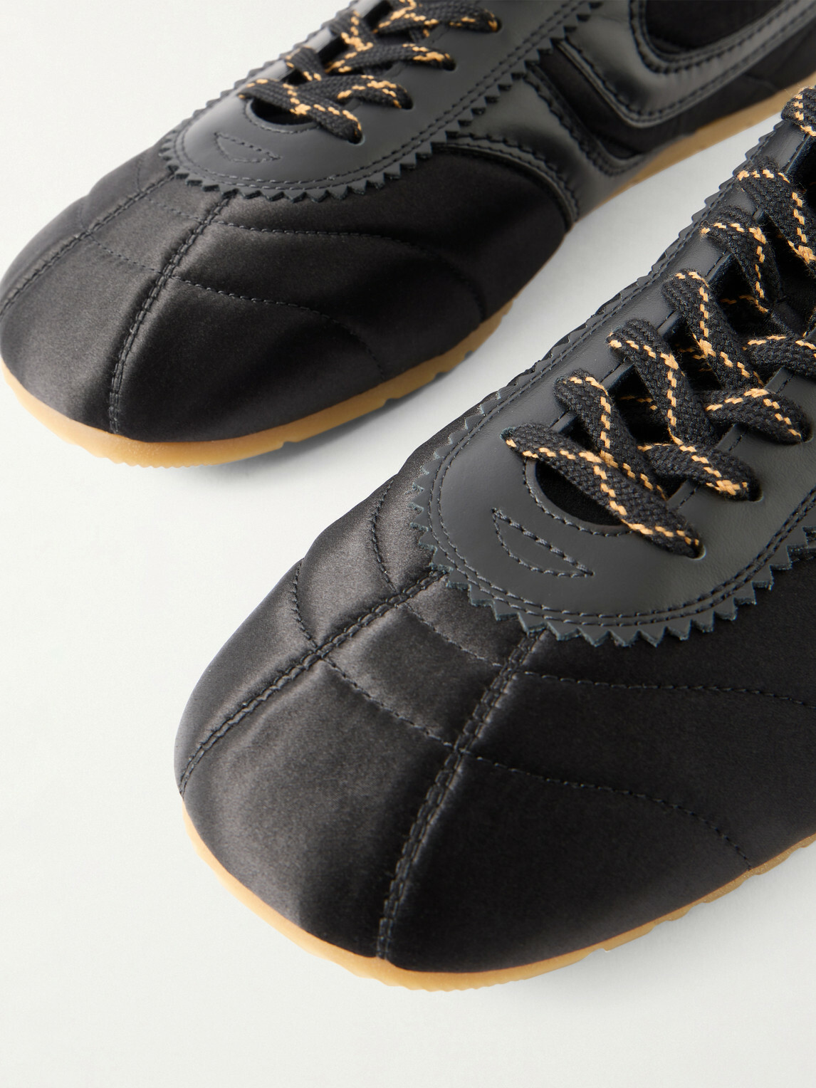 Dries Van Noten - Leather-Trimmed Quilted Satin Sneakers - Black