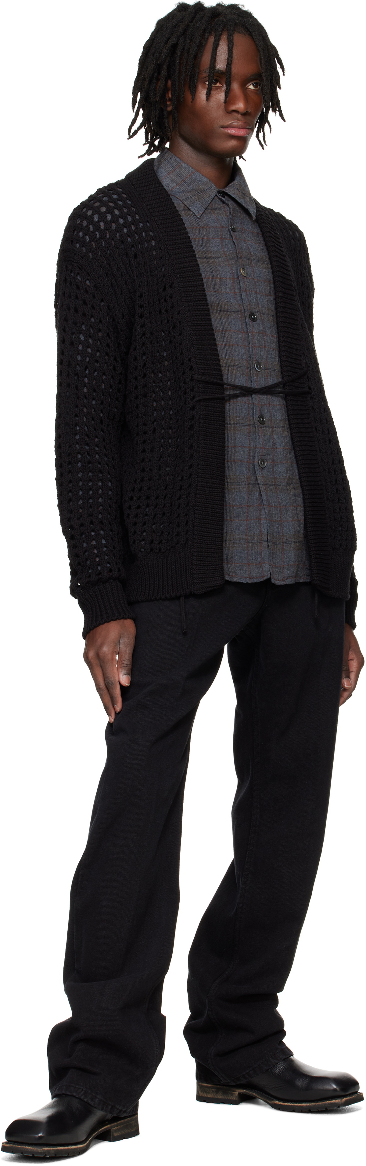 Mesh Cardigan Top Black Floral