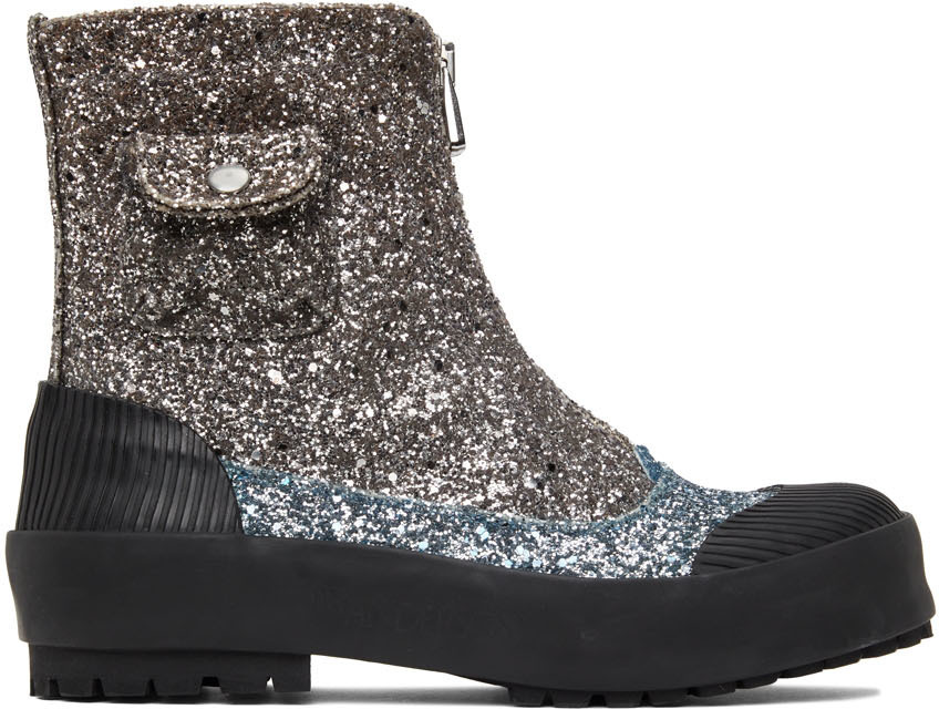 Black glitter duck boots best sale