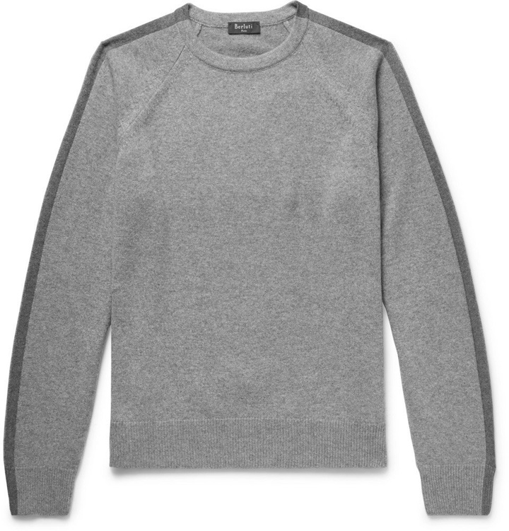 Photo: Berluti - Two-Tone Wool and Cashmere-Blend Sweater - Men - Gray