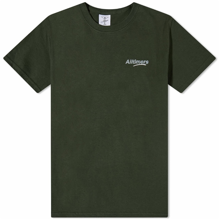 Photo: Alltimers Men's Estate Embroidered T-Shirt in Forest Green