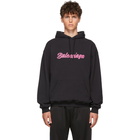 Balenciaga Black Glossy Logo Back Pulled Hoodie