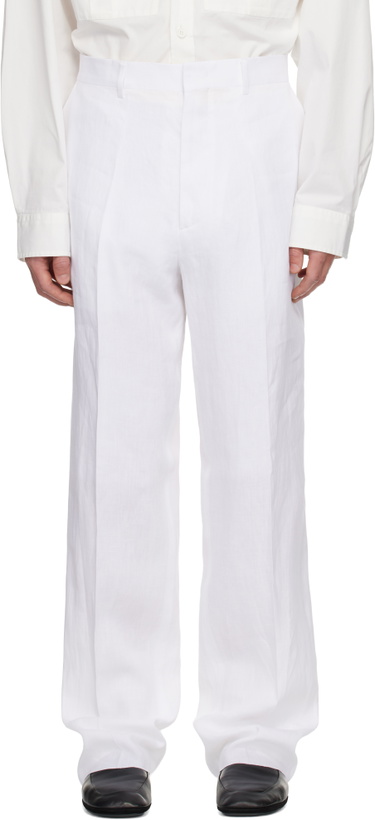 Photo: Moschino White Tailored Twist Linen Cloth Trousers