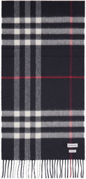 Burberry Navy Check Cashmere Scarf