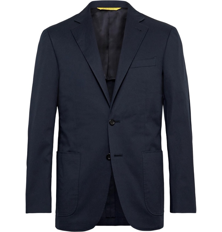 Photo: Canali - Navy Kei Slim-Fit Cotton-Blend Suit Jacket - Blue
