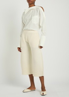 Issey Miyake Corrugated Cropped Ribbed-knit Trousers Off White