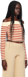 Staud Off-White & Red Float Long Sleeve T-Shirt