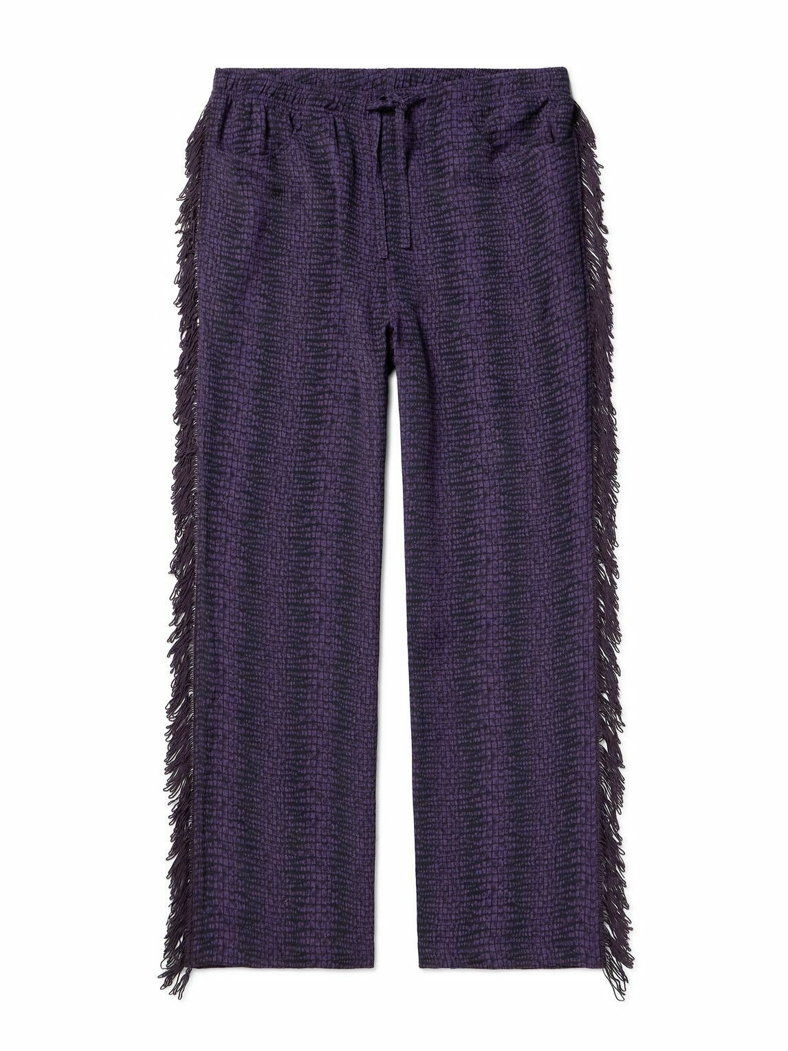 Photo: Needles - Straight-Leg Fringed Jacquard Trousers - Purple