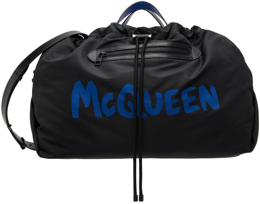 Alexander McQueen Black & Blue Printed Duffle Bag Alexander McQueen