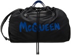 Alexander McQueen Black & Blue Printed Duffle Bag